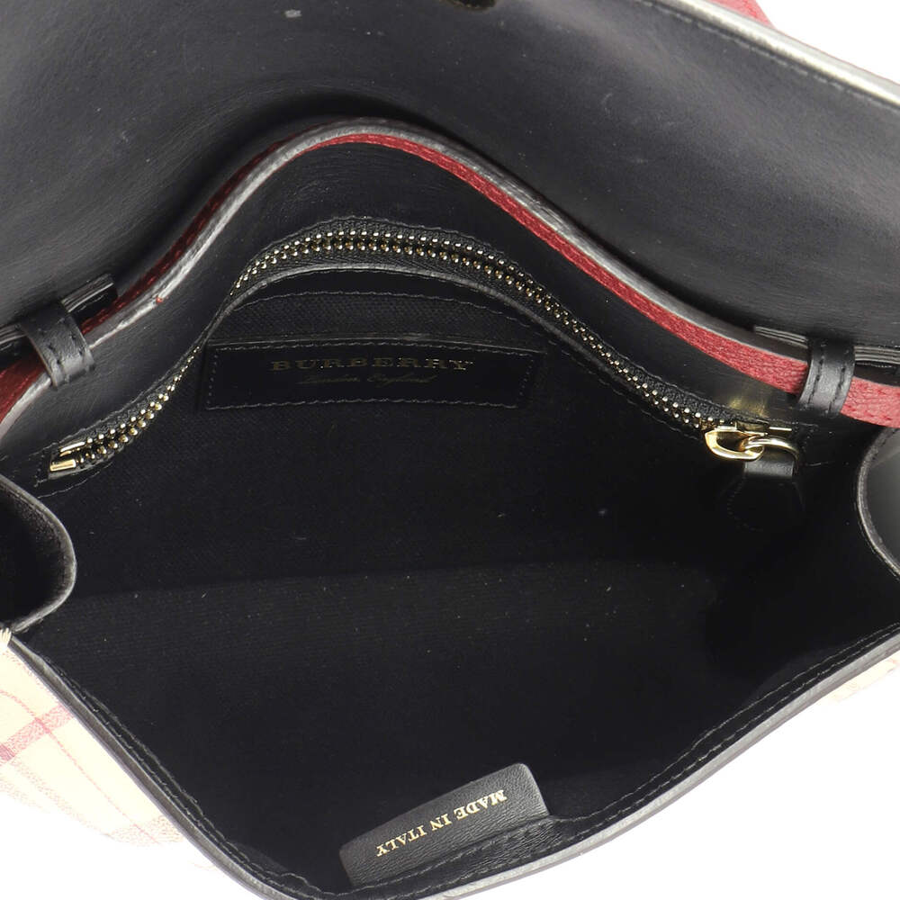 Burberry Small Loxley Crossbody Bag Haymarket Coated Canvas and Leather - Picture 5 of 6